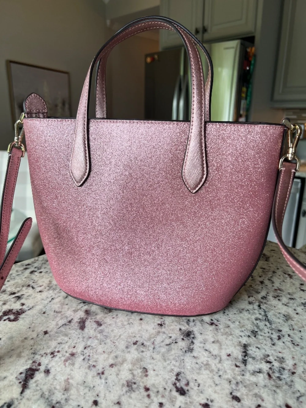kate spade glitter rose-pink satchel
